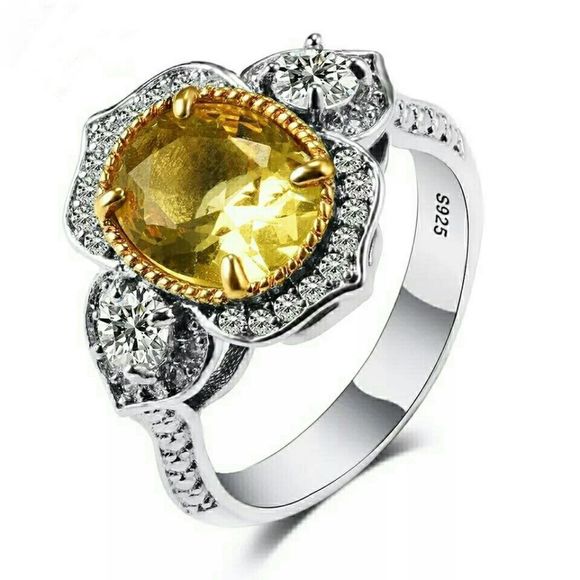 Beautiful Citrine Ring - 925 SSP - Sizes 6, 7, 8 - Picture 1 of 8